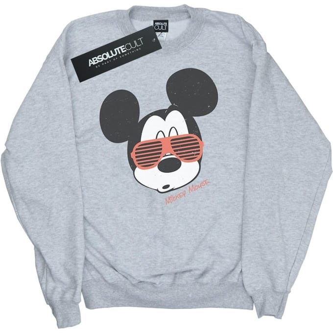 Disney Heren Sweatshirt met Mickey Mouse Zonnebril (Sportgrijs)