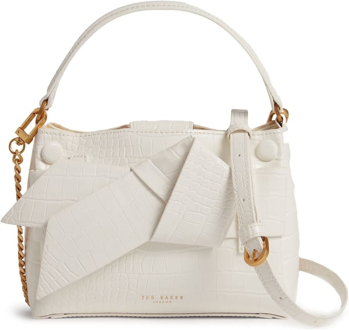 Ted Baker handtas schoudertas Ssansa Knot Bow Mini Top Handle Bag Ivory crème