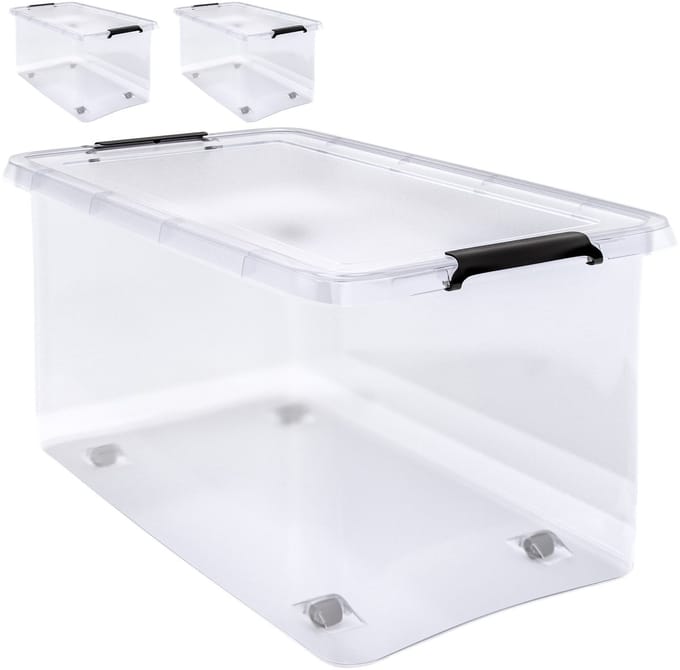 Deuba Opbergbox - Set van 2 Kunststof 60L 58x39x35cm - Transparant