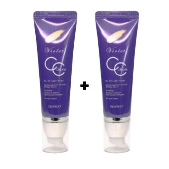 DEOPROCE Crème CC Violette SPF50+ PA+++ #13 50 g – Crème CC Corrigeant le Teint & Éclaircissante Violet CC Cream 1 blue
