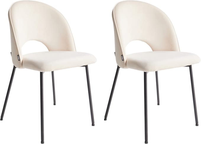 COVELO - Eetkamerstoel set van 2 - Lichtbeige - Fluweel