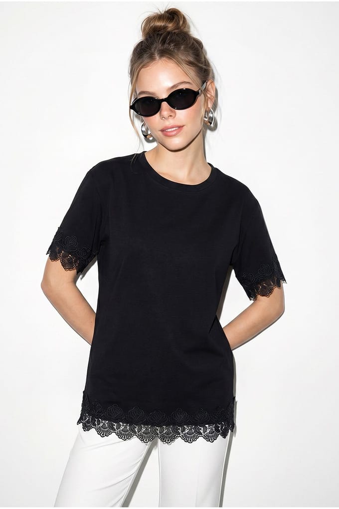 Overmaatse Crew Neck Katoenen T-Shirt