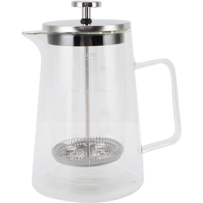 French Press Koffiezetapparaat 650ML Hoog Borosilicaatglas Dubbelwandige French Press Koffiepot voor L white