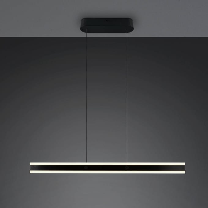 Trio Lighting LED hanglamp Arcola, zwart, lengte 115 cm, CCT, 2-lamps.
