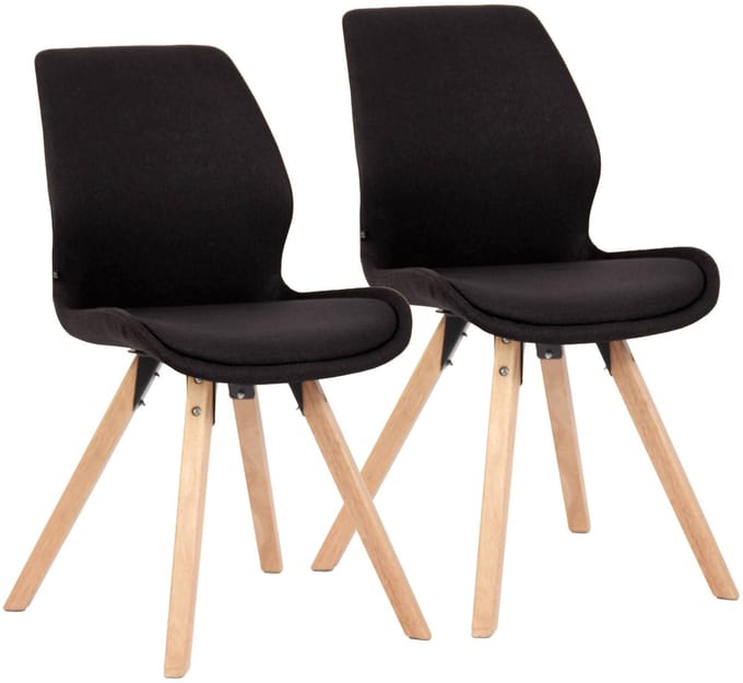CLP Luna Set van 2 Eetkamerstoel - Modern - Rugleuning - 136 kg - Stof/zwart