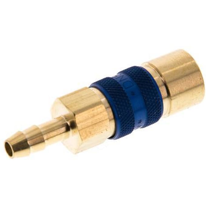 Messing DN 5 Blauw-Coded Luchtkoppeling Snelkoppeling 6 mm Slangpilaar