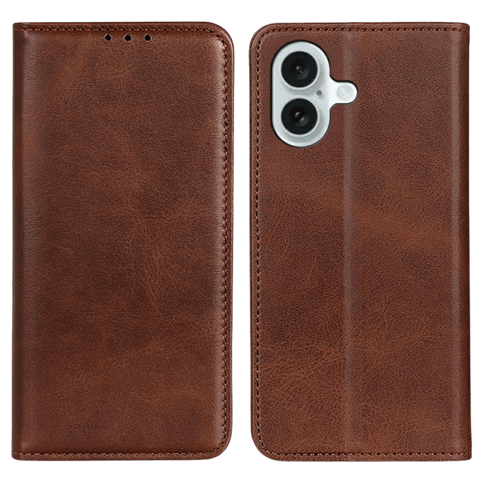 CaseBody Apple iPhone 17 Real Leather Wallet Hoesje Bruin