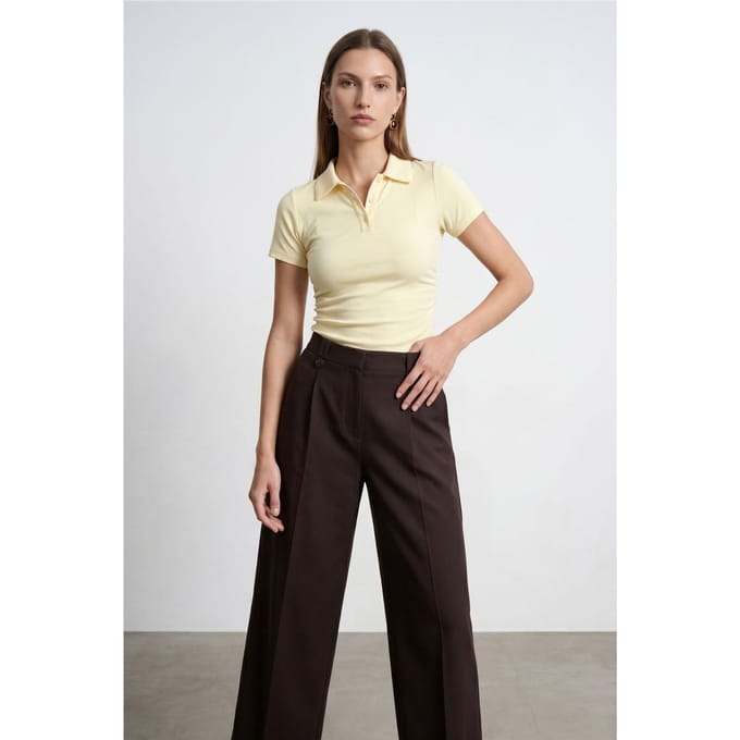 Dames Crop Slim Fit Polo T-shirt