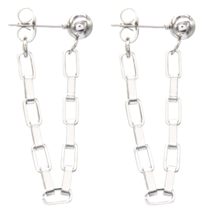Oorbellen met Schakelketting - RVS - Lengte 3 cm - Zilverkleurig