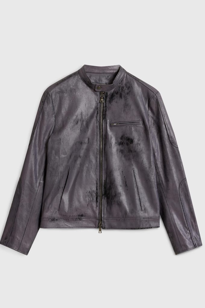 John Varvatos Racer Jacket With Panel Details Dry Lavender Taglia: 56 | Giacche di pelle Outlet | Uomo | Bianco
