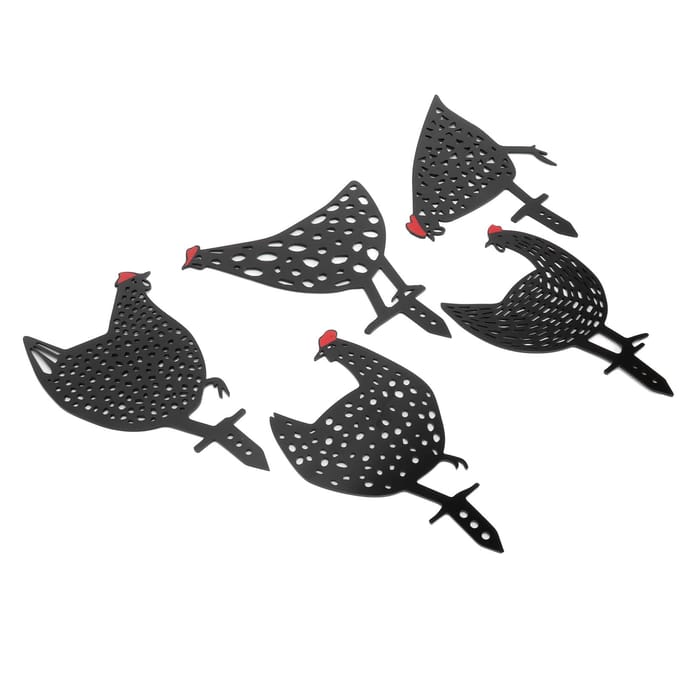 5 Stuks Kippen Stakes Set Acryl Dierenvorm Beeldjes Decoratie voor Tuin Zwart black