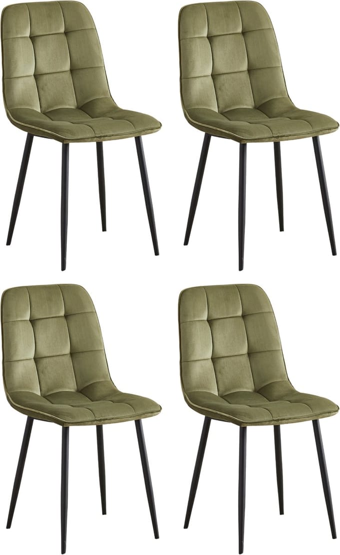 Colenis - Ela Eetkamerstoel - Set Van 4 - Olijfgroen - Velvet - Design