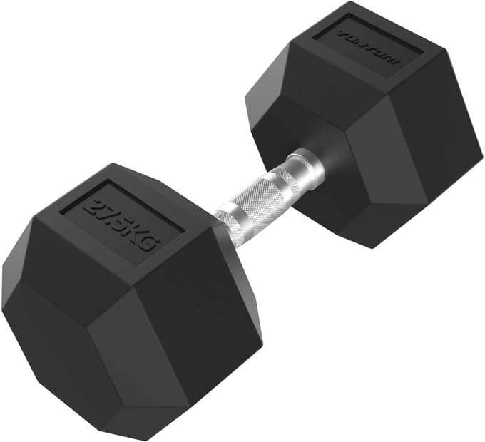 Tunturi Platinum Hexa Dumbbell - Rubber - 1x 25kg - Zwart
