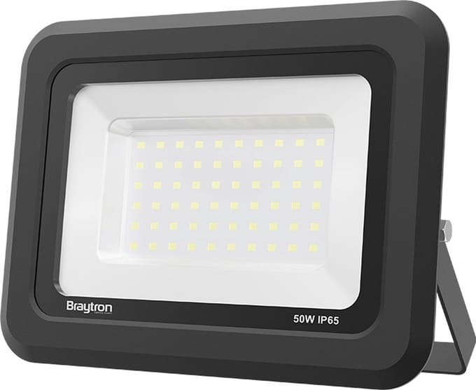 Braytron LED Buitenlamp - Schijnwerper - Breedstraler Floodlight -Grijs -Waterdicht IP65- 50W- 4000K wit licht