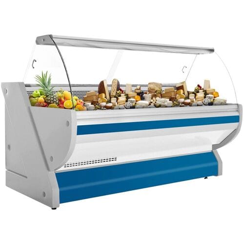 GGM Gastro Kühl-/ Fleischtheke - 2500mm - Blau - mit Fleischlicht & beleuchteter Frontblende