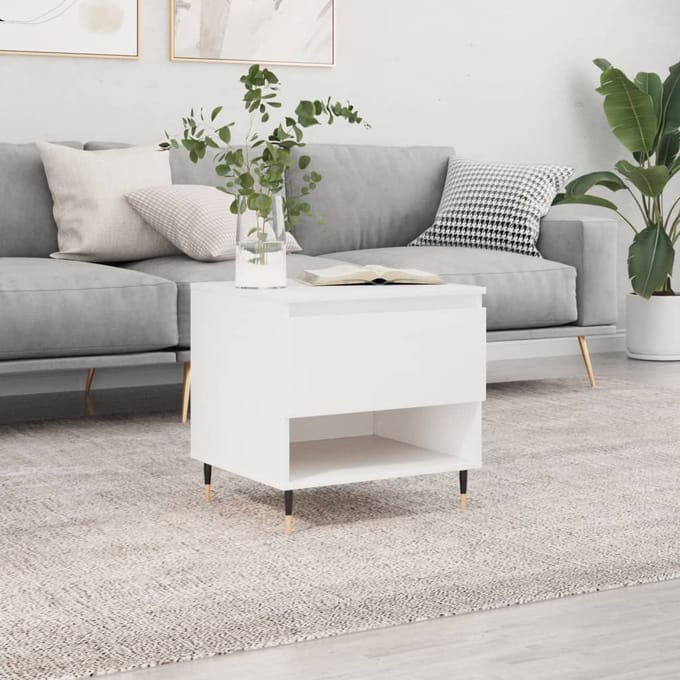 vidaXL - Salontafel - 50x46x50 - cm - bewerkt - hout - wit