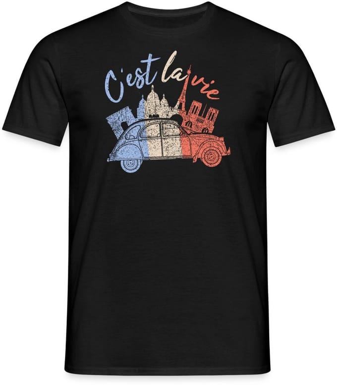 Citroën 2CV C'est La Vie Slogan T-Shirt Heren