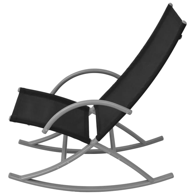 vidaXL - Tuinschommelstoelen - 2 - st - staal - en - textileen - zwart