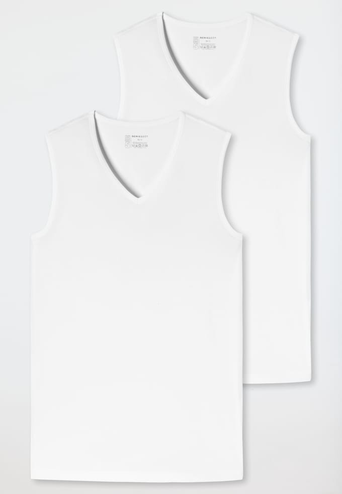 Schiesser 2 PACK Tank Top V-Hals 95/5 - Heren Onderhemd wit