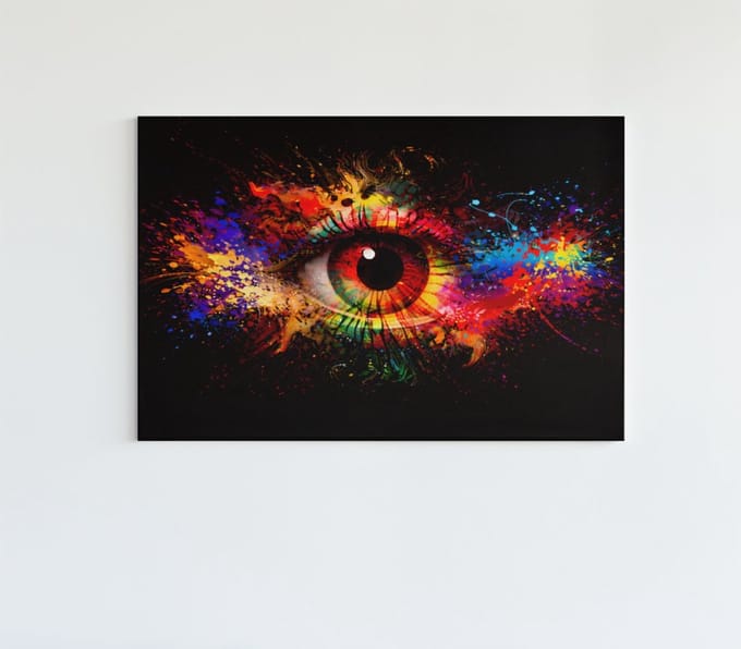 Canvas Schilderij - Abstracte Oog - kleurrijke Wanddecoratie - Abstract -60x40 cm