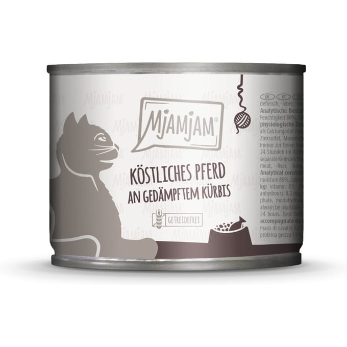 6x200g MjAMjAM heerlijk paard op gestoomde pompoen nat kattenvoer