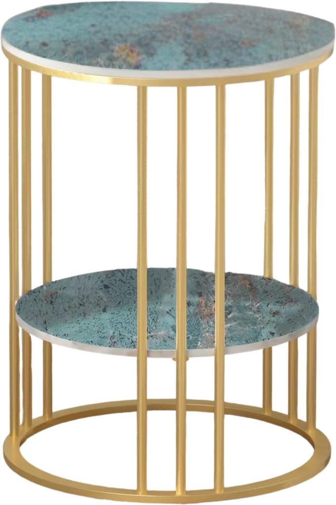 Ronde bijzettafel Malito -Salontafel - Woonkamer - Emerald look - Side table - 40cm
