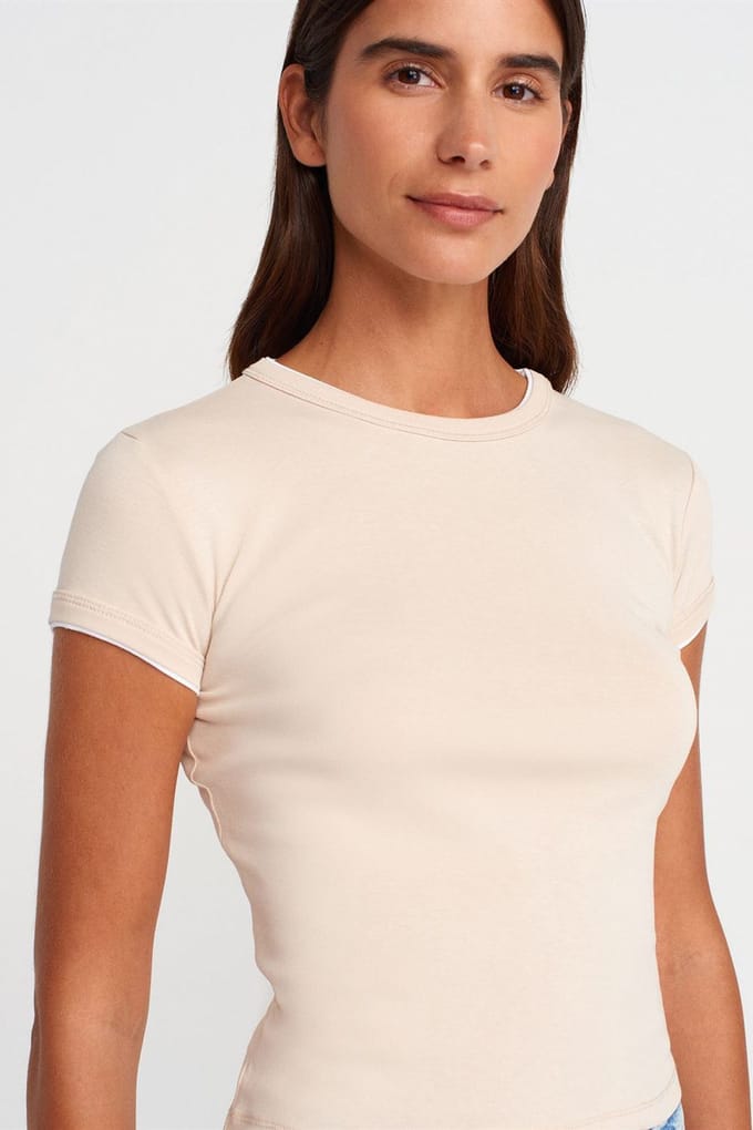 Dames Slim Fit Katoenen Crop T-shirt