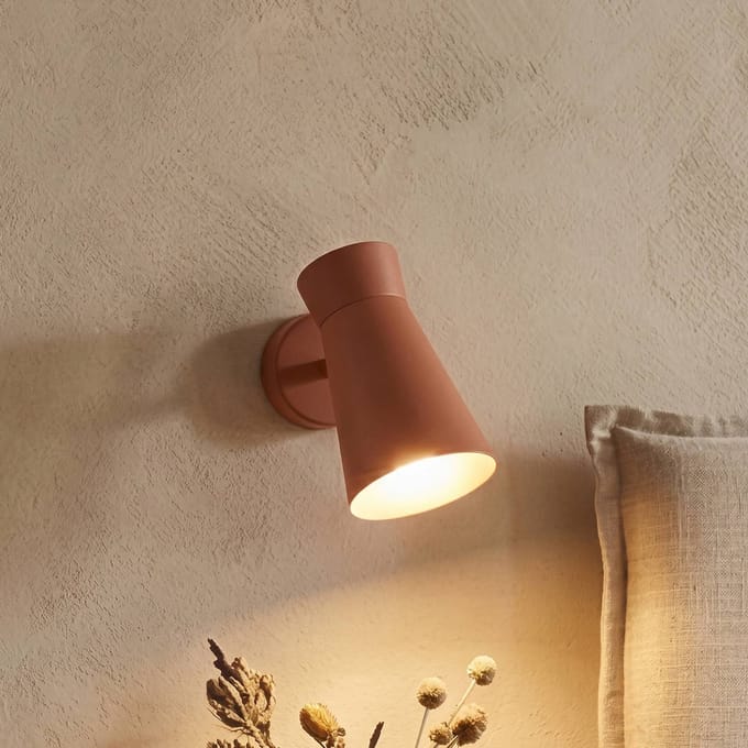 Argon Wandlamp Lotta, terracotta, spot, staal, verstelbaar