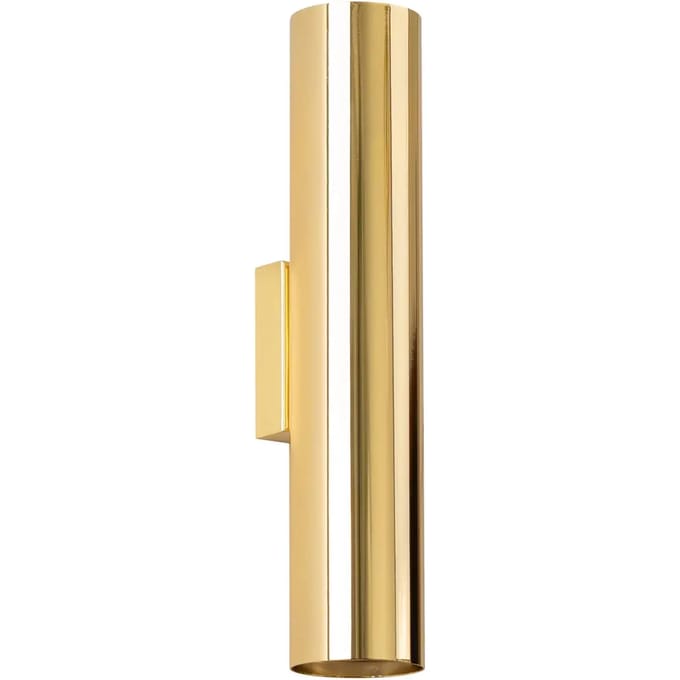 Wandlamp LAGOS 2 met 2 lichtpunten naar boven en beneden - Sollux Lighting - IP20 - Glanzend goud staal behuizing - 6 x 8 x 30 cm - 2 x GU10 LED, exclusief lichtbron - 2 x 10 W - Moderne wandlamp voor woonkamer, slaapkamer en eetkamer