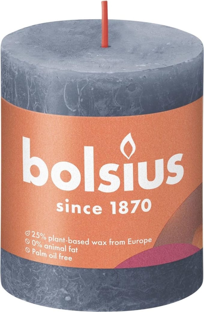 Bolsius Stompkaars Twilight Blue Ø68 mm - Hoogte 8 cm - Blauw/Grijs - 35 Branduren