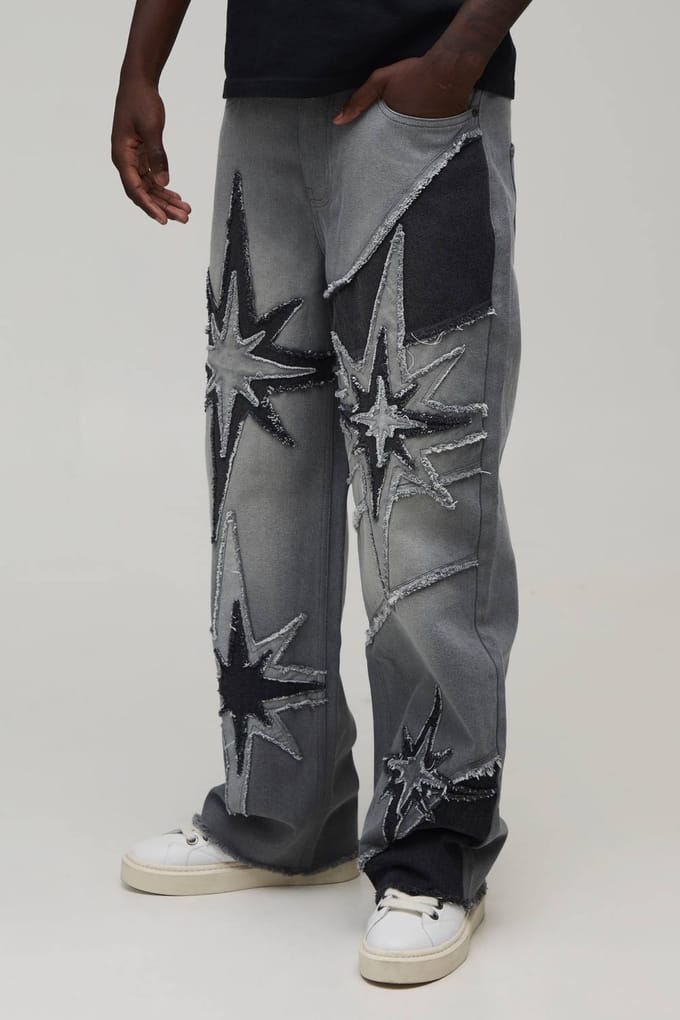 Relaxed Rigid Star Cut & Sew Jeans in Bruin | Light Grey | Size 28R