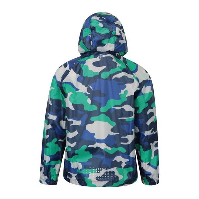 Mountain Warehouse Kinder/Kids Pakka Camo Waterdicht Jasje (Blauw)