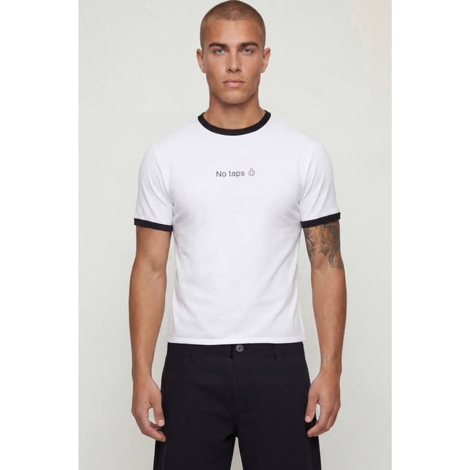 Muscle Fit Verkort Ringer T-shirt Zonder Label | White | Size Large