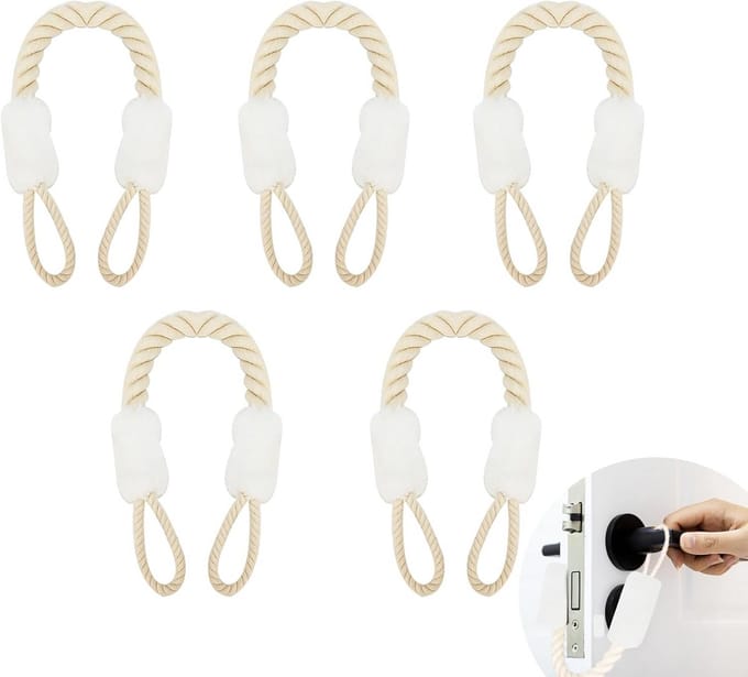 Deurkoord Set van 5 - Deurstoppers voor Huisdieren en Veiligheid - Katoen/polyester - Wit