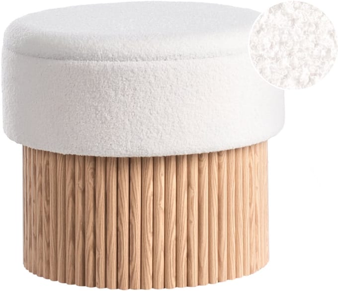 RICHEY - Opbergpoef - Off-white - Bouclé