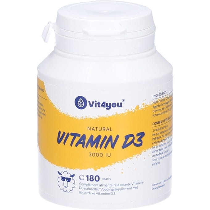 Vit4You® Vitamine D3 3000 IE 120 + 60 gratis capsules 180 Capsules