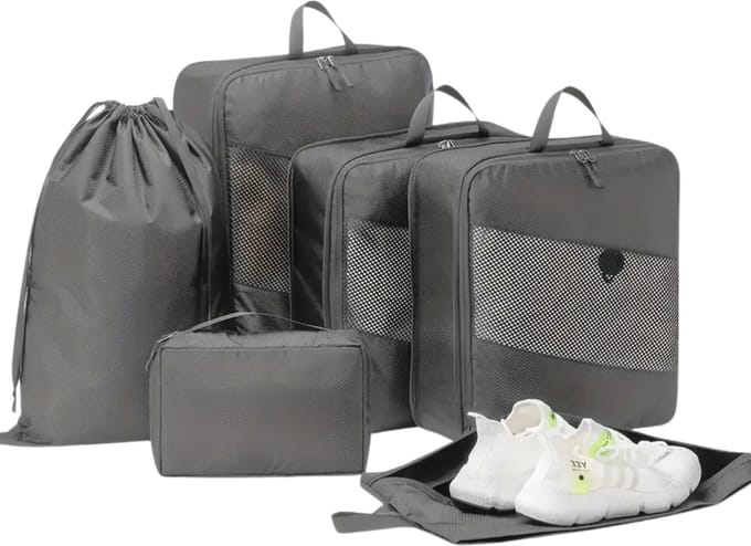 Nivard Koffer Organizer Set - Packing Cubes - Compressie - Travel - Compression - Set - Grijs