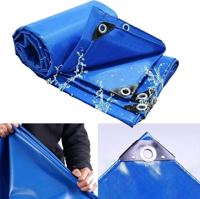 Multifunctioneel Zeildoek - Waterdicht Plastic Blad - Bescherming Buiten - Scheurbestendig PVC - 4x7 m - Blauw