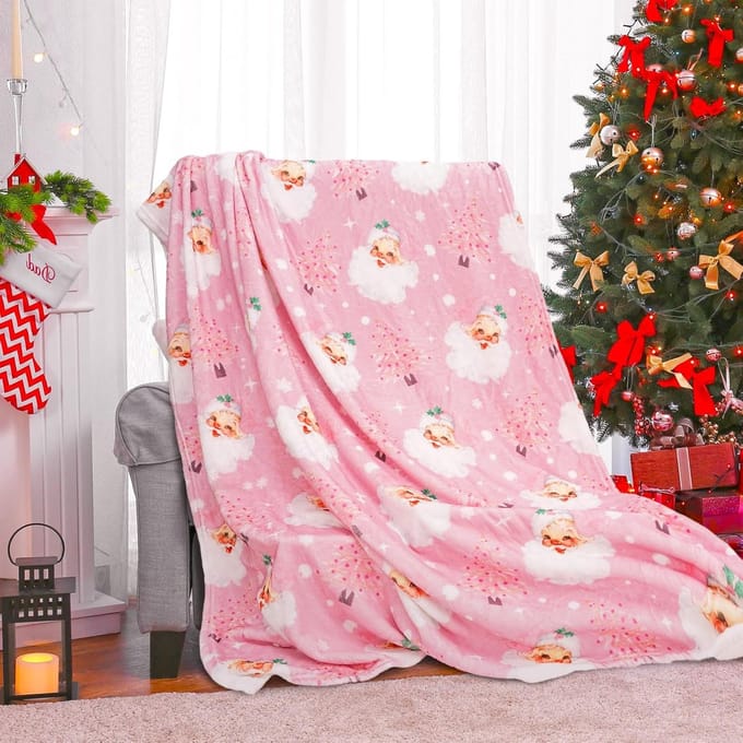 Pluizige Kerstdeken Roze - Zachte en Warme Winterdeken