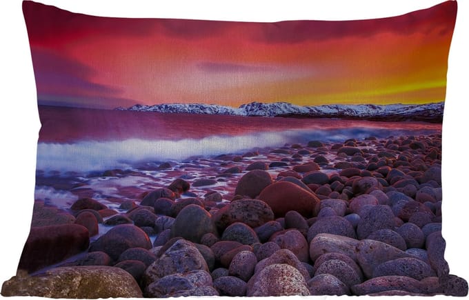 Buitenkussens - Tuin - Zon - Stenen - Sneeuw - Landschap - Water - 50x30 cm
