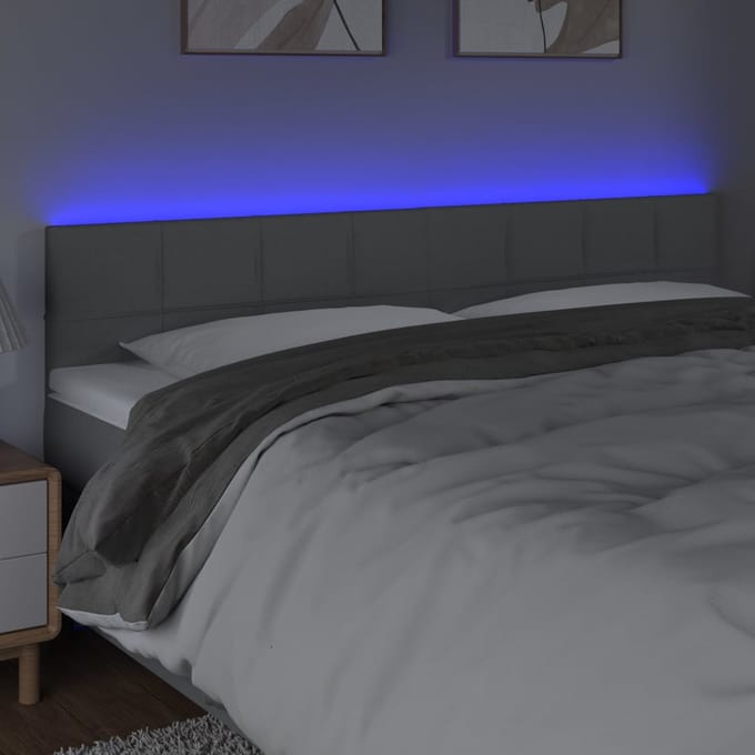vidaXL - Hoofdbord - LED - 200x5x78/88 - cm - stof - lichtgrijs
