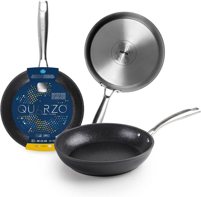Koekenpan - Koekenpan Kwarts - Lekker Koken - Antiaanbaklaag - 22 cm - Grijs