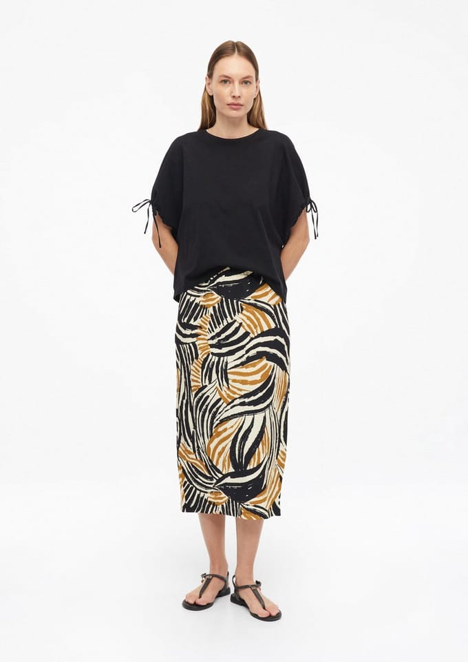 s.Oliver - female - Gestructureerde midirok met split en elastische tailleband