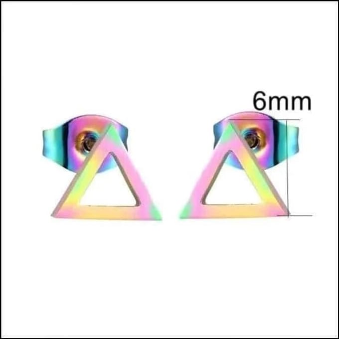 Aramat Jewels - Oorbellen - RVS open driehoek - Geometrisch design-6mm