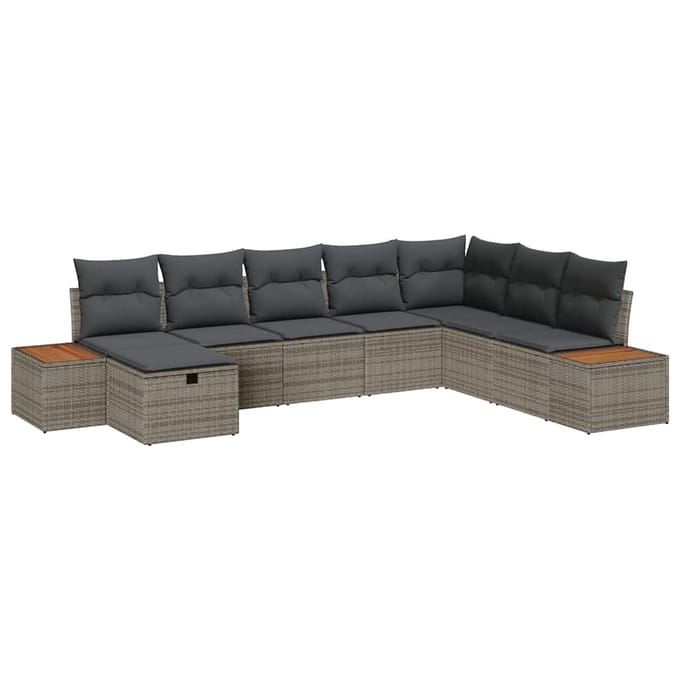vidaXL - Tuinbank - Set - met - kussen - met - opslag - Grijs - poly - rattan