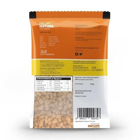 Pro Nature Pois Vache 100% Biologique (blanc) 500 grammes yellow
