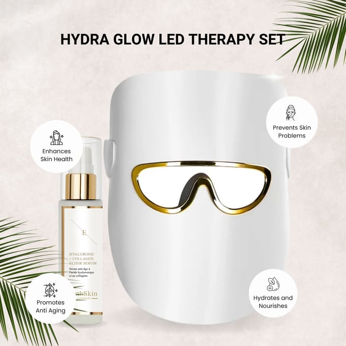 HYDRA GLOW LED THERAPIE SET (LED LICHTTHERAPIE MASKER wit met HA Serum)