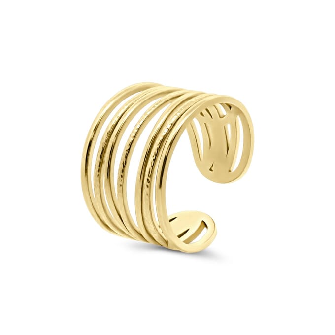 8CR-10063 – CO88 Collection – Open Ring met Draad Design – Goudkleurig - One-size