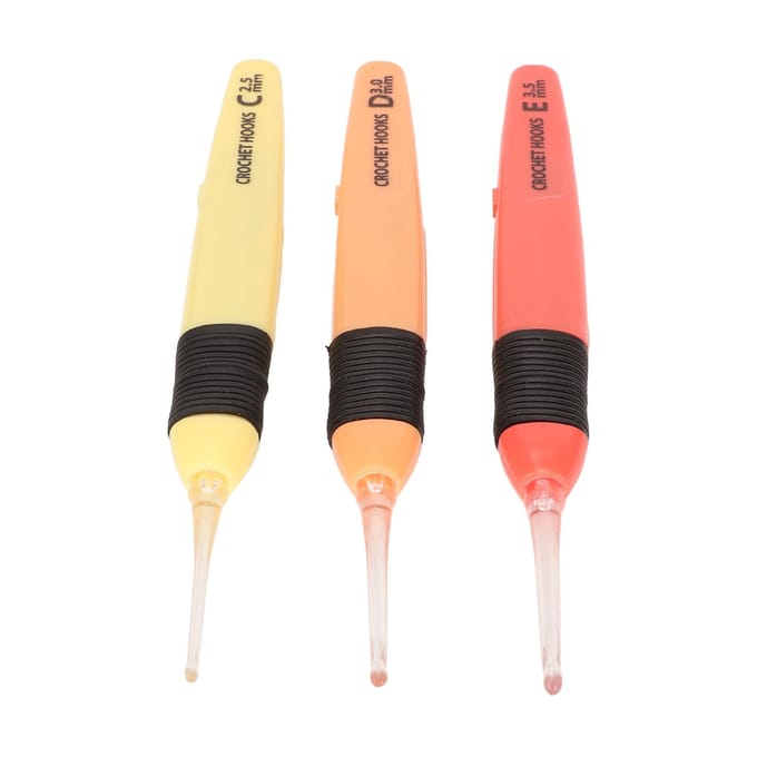 Ensemble de 3 Crochets de Crochet Lumineux 2,5 mm 3,0 mm 3,5 mm Léger Confortable LED Crochet Set pour DIY beige