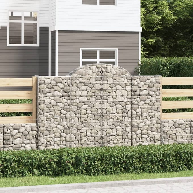 vidaXL - Schanskorven - 7 - st - gewelfd - 200x30x140/160 - cm - ijzer